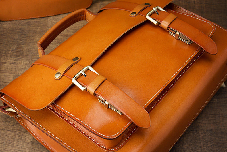 Men's original handmade cowhide genuine leather Korean fashion shoulder bag casual retro crossbody bag