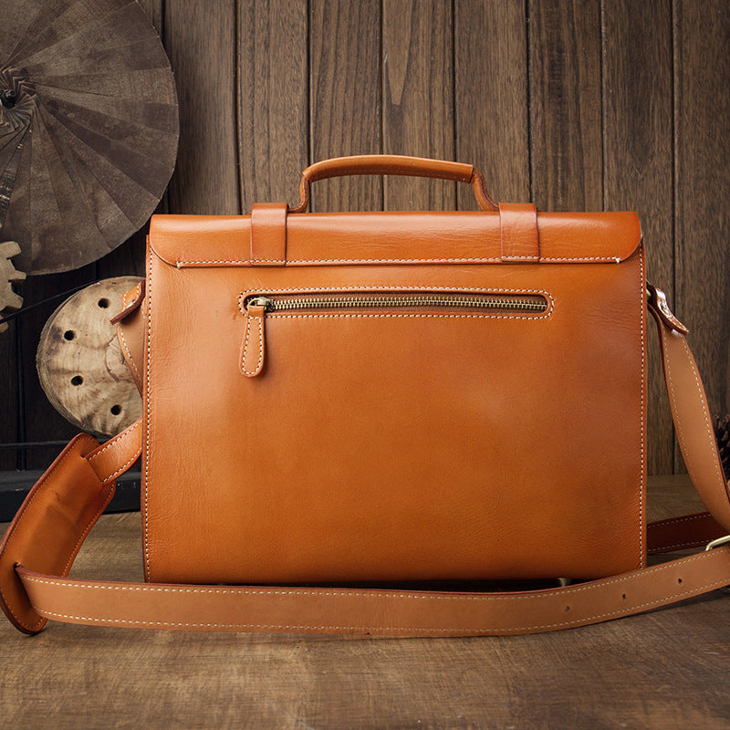 Men's original handmade cowhide genuine leather Korean fashion shoulder bag casual retro crossbody bag