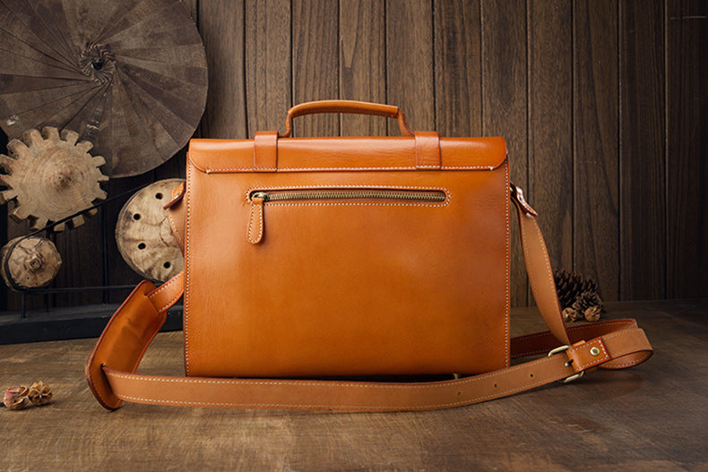 Men's original handmade cowhide genuine leather Korean fashion shoulder bag casual retro crossbody bag