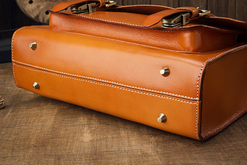 Men's original handmade cowhide genuine leather Korean fashion shoulder bag casual retro crossbody bag