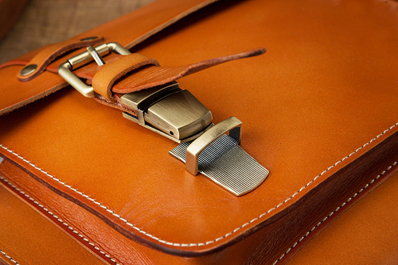 Men's original handmade cowhide genuine leather Korean fashion shoulder bag casual retro crossbody bag