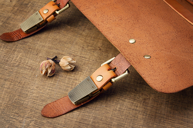 Men's original handmade cowhide genuine leather Korean fashion shoulder bag casual retro crossbody bag