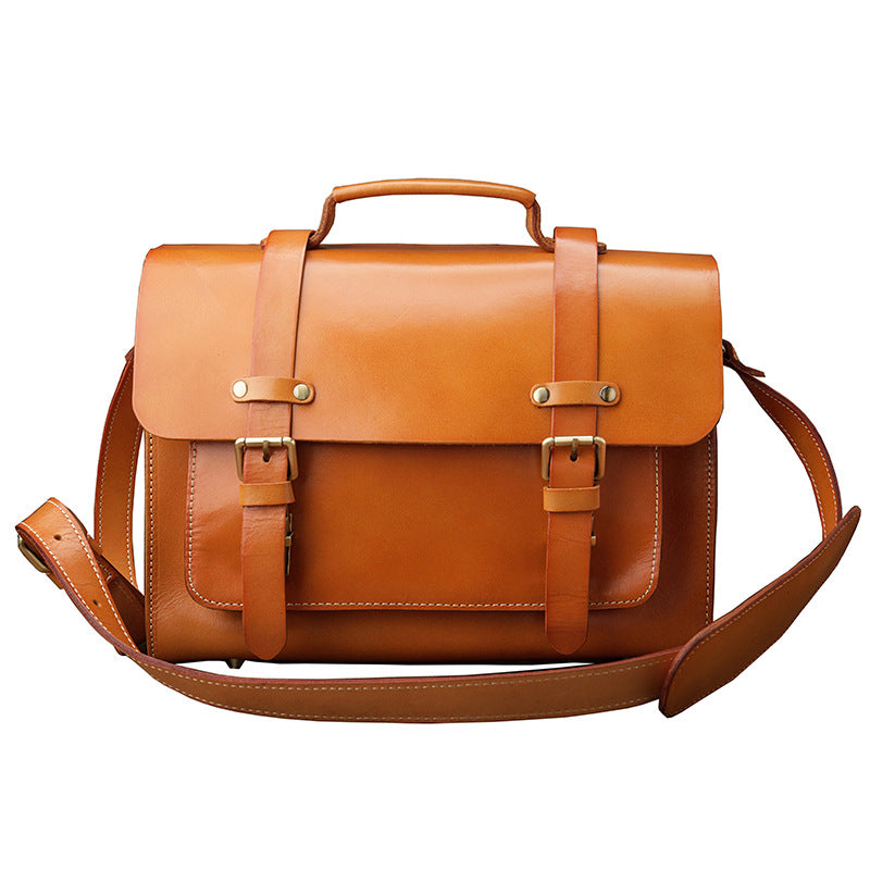 Men's original handmade cowhide genuine leather Korean fashion shoulder bag casual retro crossbody bag