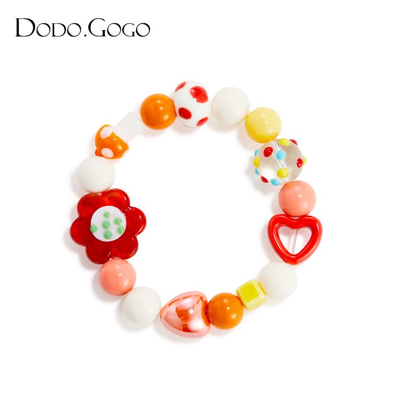 DODOGOGO カラービーズセラミック手串女性ハートの花ファッション手飾り