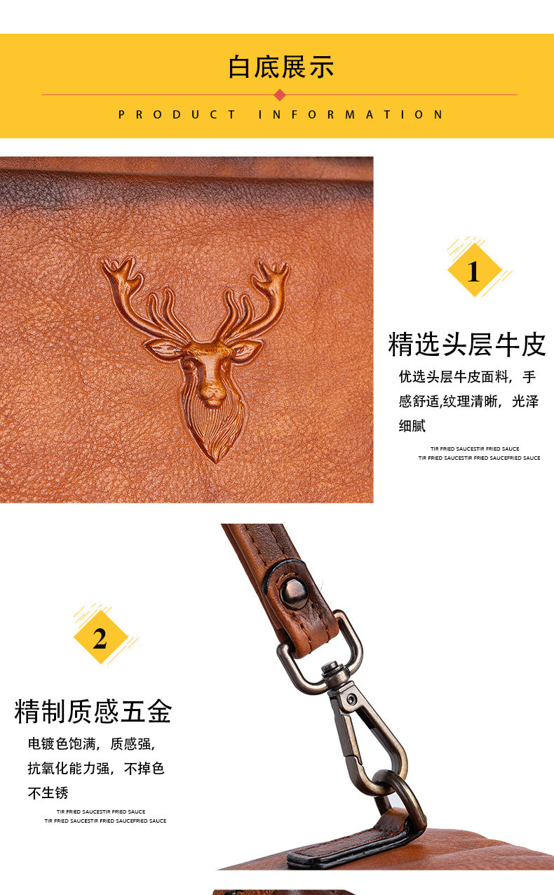 メンズクラッチバッグ牛革本革製レトロカジュアル男性用バッグ