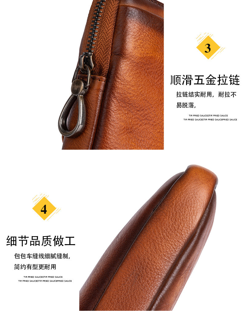 メンズクラッチバッグ牛革本革製レトロカジュアル男性用バッグ