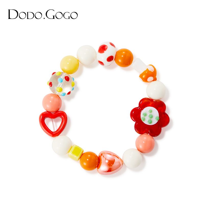 DODOGOGO カラービーズセラミック手串女性ハートの花ファッション手飾り
