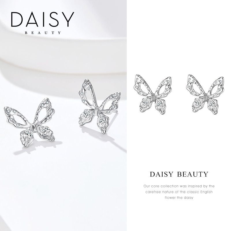 DAISY BEAUTY蝶のピアス女性S925純銀ins韓系オリジナル耳飾り