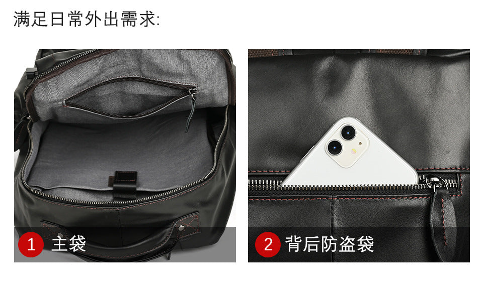 メンズリュック牛革本革製レトロカジュアル出張旅行かばん男性用 パソコンバッグ