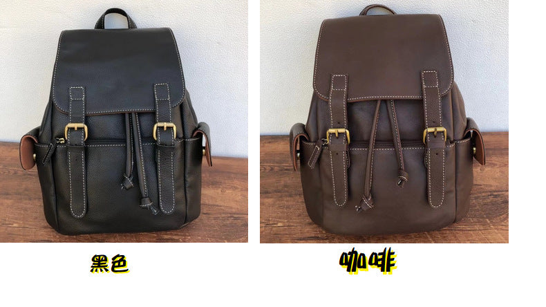 Men's backpack cowhide genuine leather retro outdoor unisex travel bag computer bag