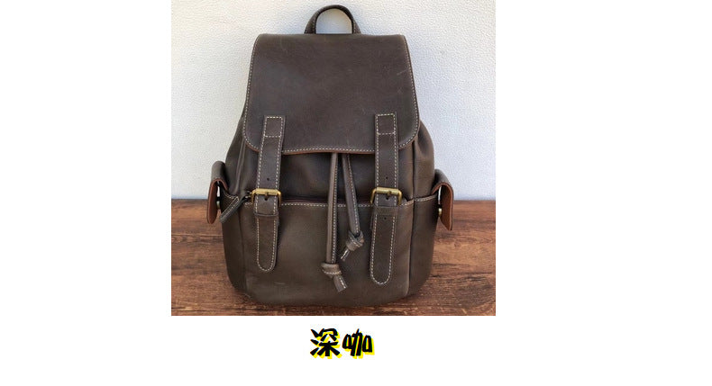Men's backpack cowhide genuine leather retro outdoor unisex travel bag computer bag