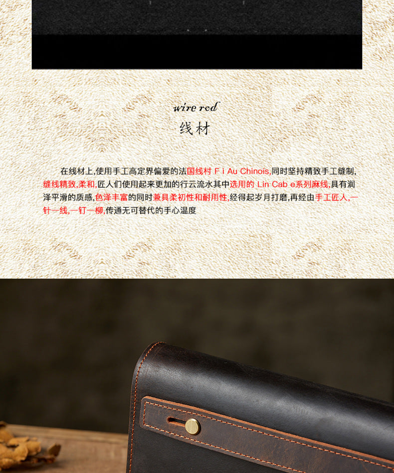 メンズ財布 手作業 牛皮本革製 质感 クレイジー・ホース ダブルファスナー クラッチバッグ カジュアル男性用ウォレット