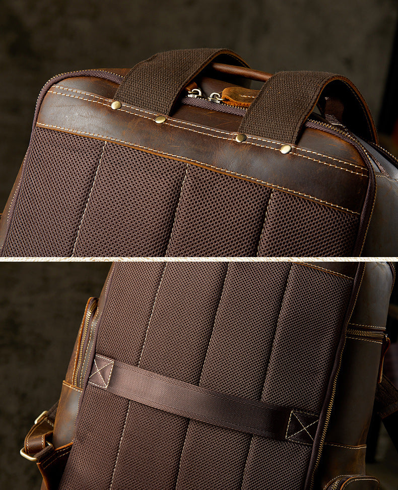 Men's Rucksack Handmade Cowhide Crazy Horse Retro Travel Luggage Computer Bag for Men