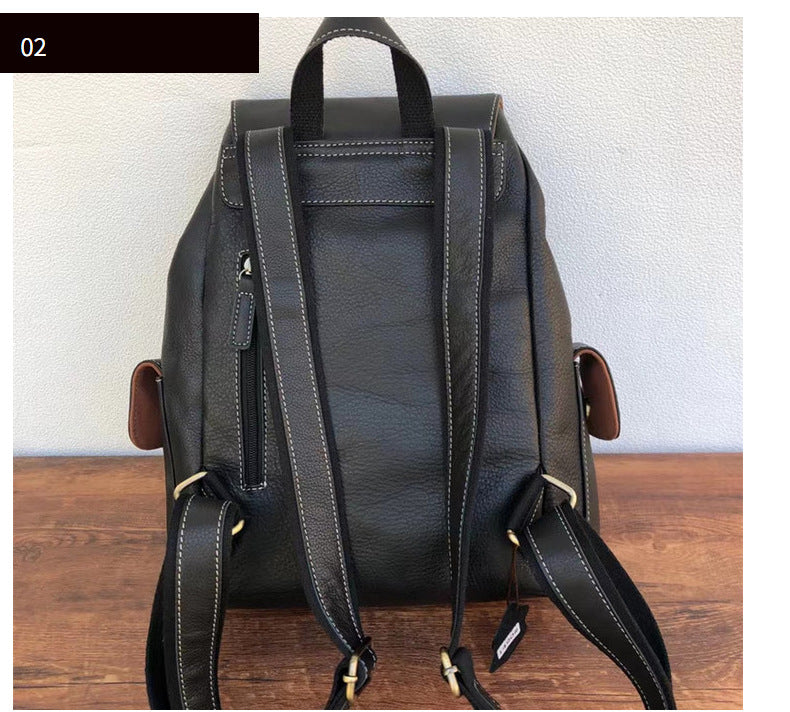 Men's backpack cowhide genuine leather retro outdoor unisex travel bag computer bag