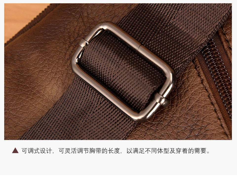 メンズバストバッグ牛革本革製レトロアウトドア多用途男性用斜めがけバッグ