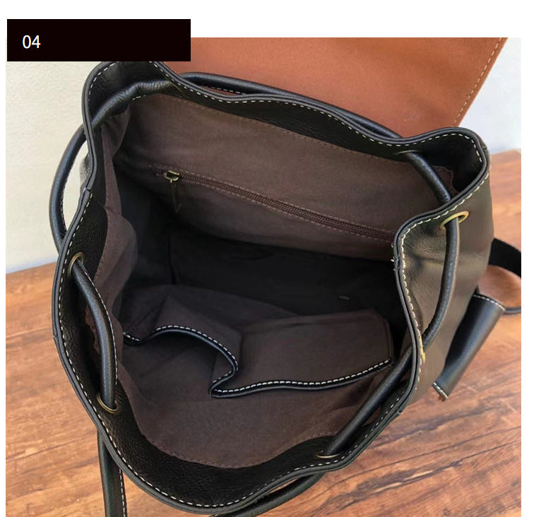 Men's backpack cowhide genuine leather retro outdoor unisex travel bag computer bag