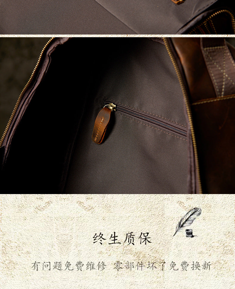 Men's Rucksack Handmade Cowhide Crazy Horse Retro Travel Luggage Computer Bag for Men