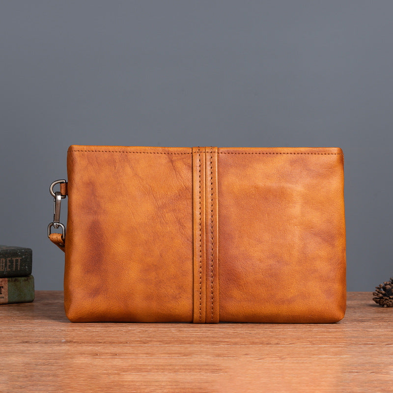 Men's Clutch Bag Genuine Cowhide Leather Retro Casual Men's Handbag