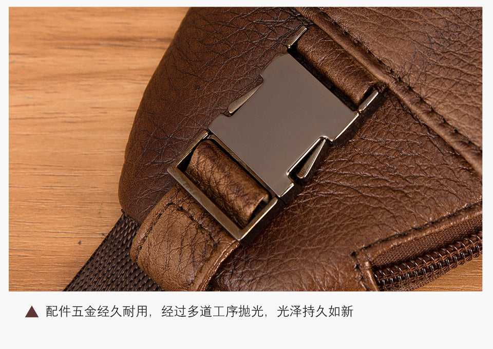 メンズバストバッグ牛革本革製レトロアウトドア多用途男性用斜めがけバッグ
