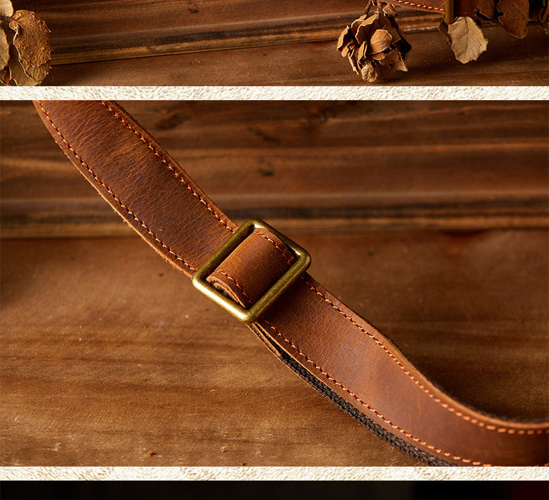 Men's Bust Bag Handmade Original Cowhide Genuine Leather Unique Retro Crossbody Bag Shoulder Bag Men's Mobile Phone Bag
