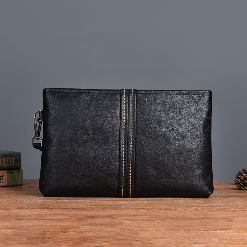 Men's Clutch Bag Genuine Cowhide Leather Retro Casual Men's Handbag