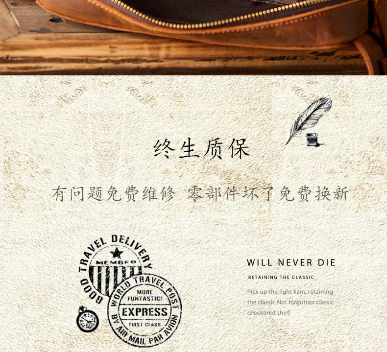 Men's Bust Bag Handmade Original Cowhide Genuine Leather Unique Retro Crossbody Bag Shoulder Bag Men's Mobile Phone Bag