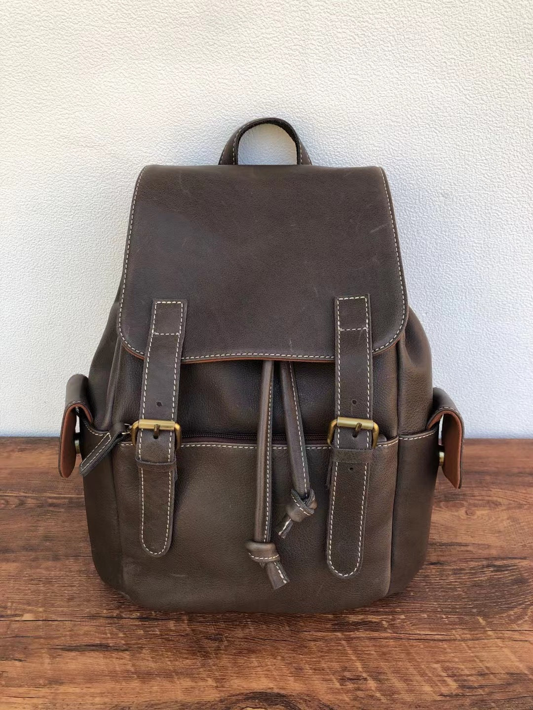 Men's backpack cowhide genuine leather retro outdoor unisex travel bag computer bag