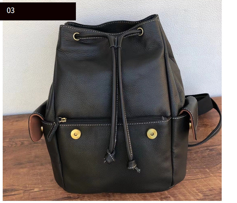 Men's backpack cowhide genuine leather retro outdoor unisex travel bag computer bag