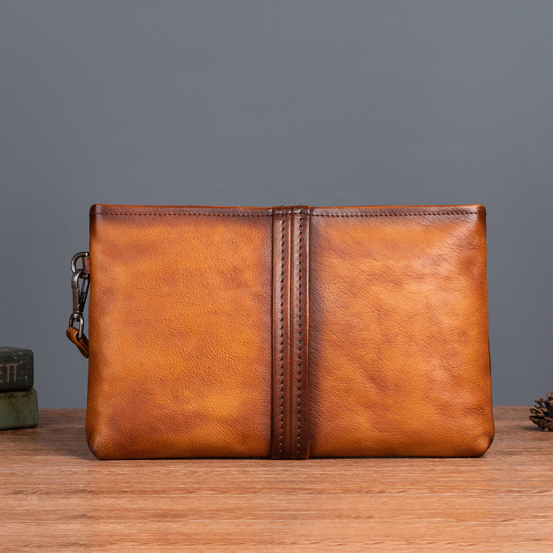 Men's Clutch Bag Genuine Cowhide Leather Retro Casual Men's Handbag