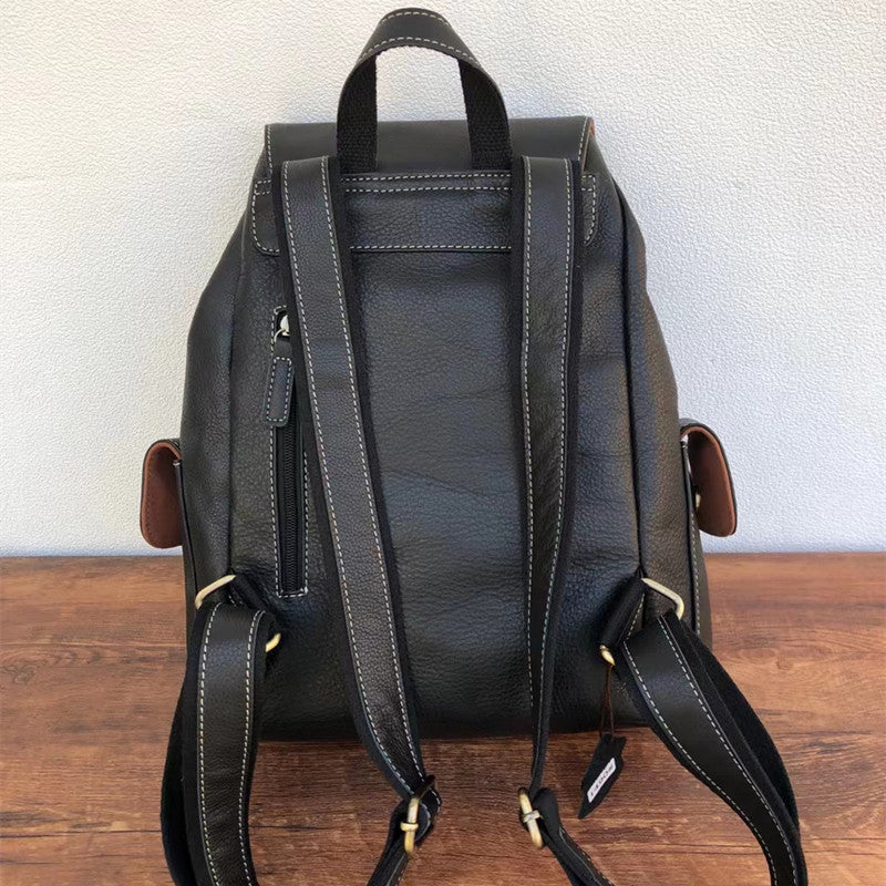 Men's backpack cowhide genuine leather retro outdoor unisex travel bag computer bag