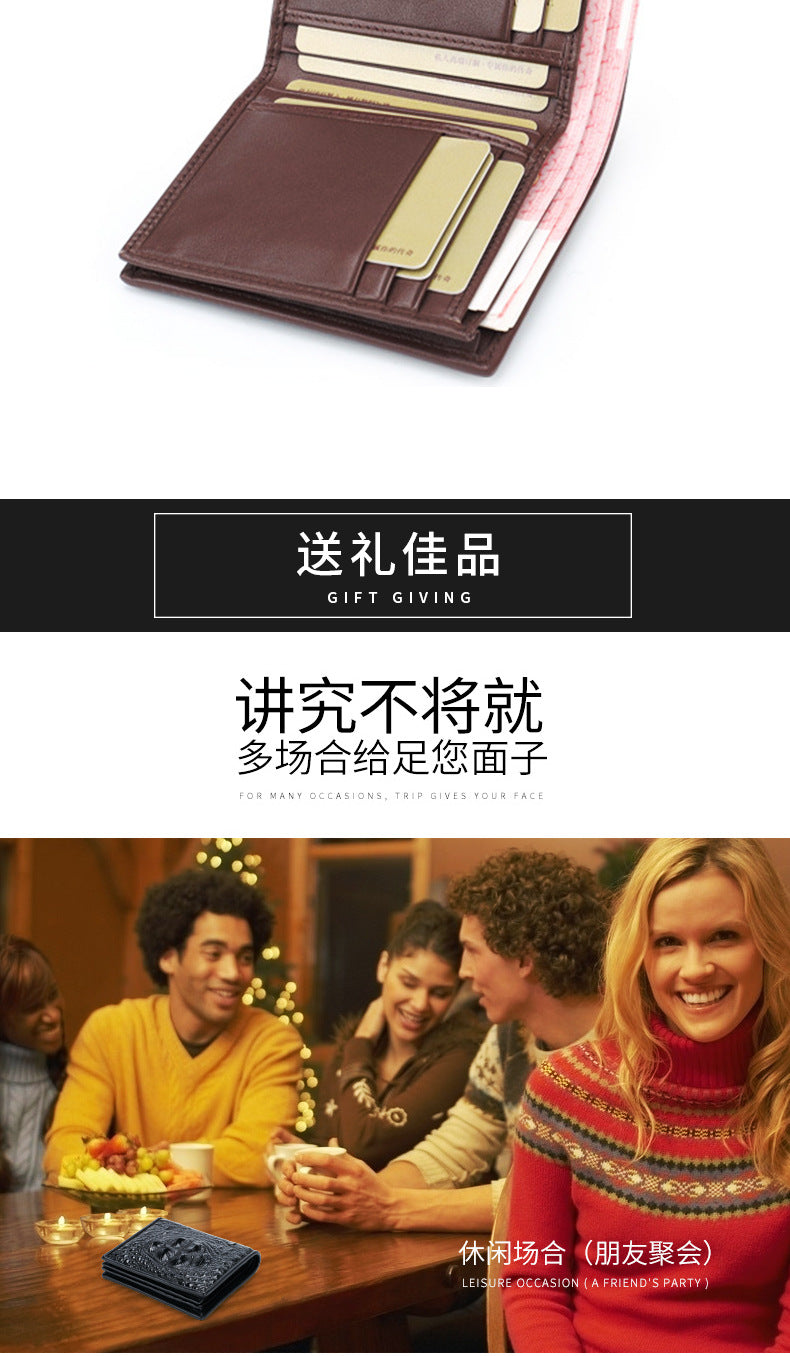 新型ワニ皮短財布メンズ財布本革カード入れビジネス カジュアル高品質ウォレット