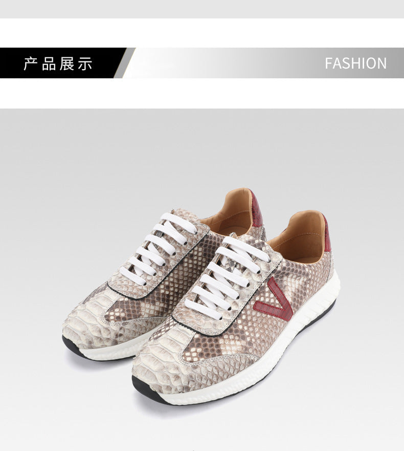 メンズスニーカー 本革 蛇の皮 ファッションカジュアルシューズ