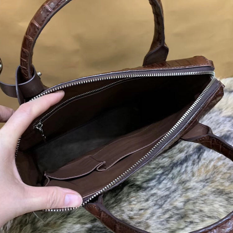 Men's briefcase Taiwanese crocodile osteoderm genuine leather business fashion crossbody shoulder bag men's handbag