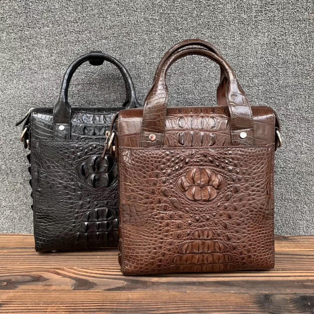 Men's briefcase Taiwanese crocodile osteoderm genuine leather business fashion crossbody shoulder bag men's handbag