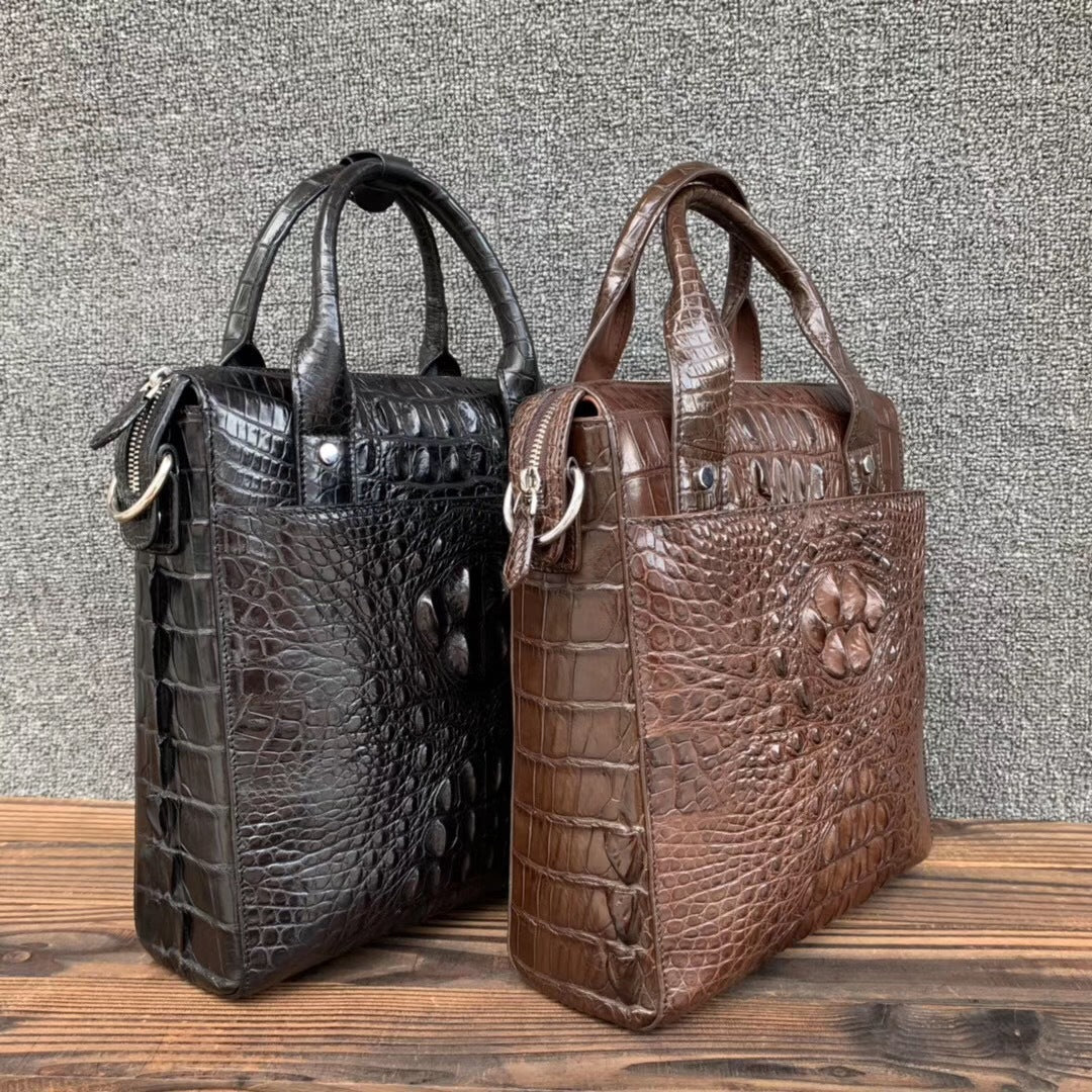 Men's briefcase Taiwanese crocodile osteoderm genuine leather business fashion crossbody shoulder bag men's handbag