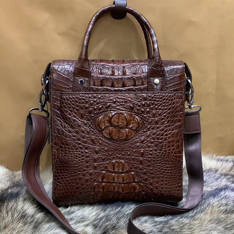 Men's briefcase Taiwanese crocodile osteoderm genuine leather business fashion crossbody shoulder bag men's handbag