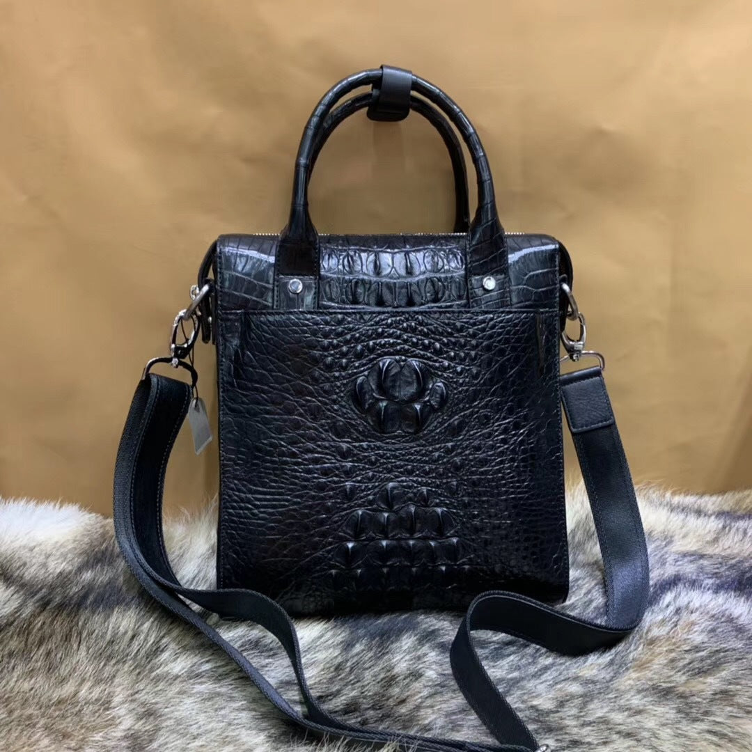 Men's briefcase Taiwanese crocodile osteoderm genuine leather business fashion crossbody shoulder bag men's handbag