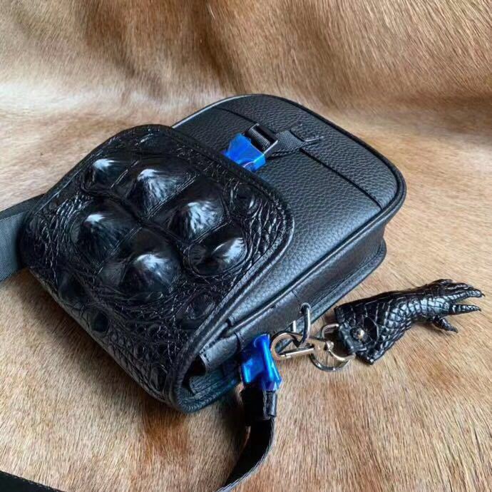 Men's Shoulder Bag Crocodile Skin Skull Skin Genuine Leather Casual Fashion Large Capacity Men's Crossbody Bag