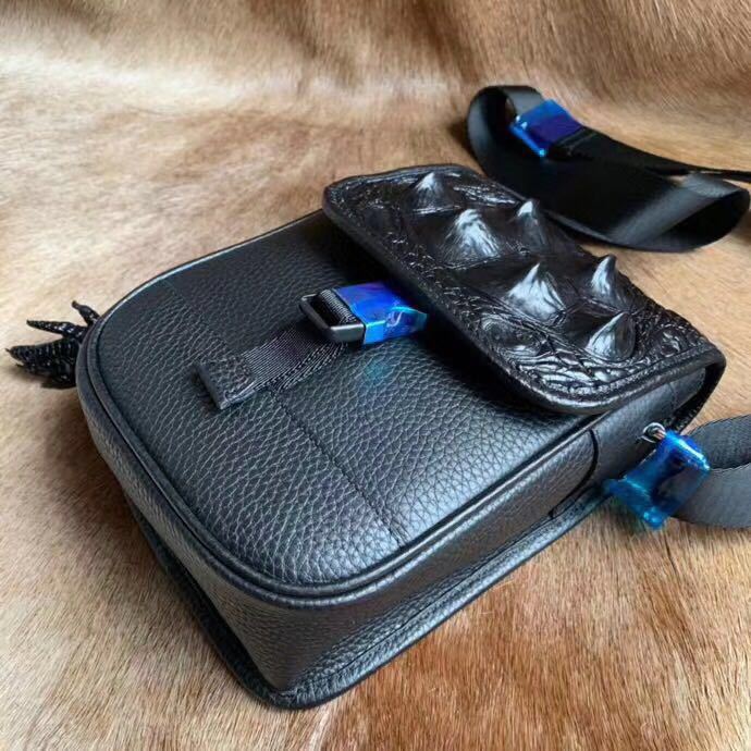 Men's Shoulder Bag Crocodile Skin Skull Skin Genuine Leather Casual Fashion Large Capacity Men's Crossbody Bag