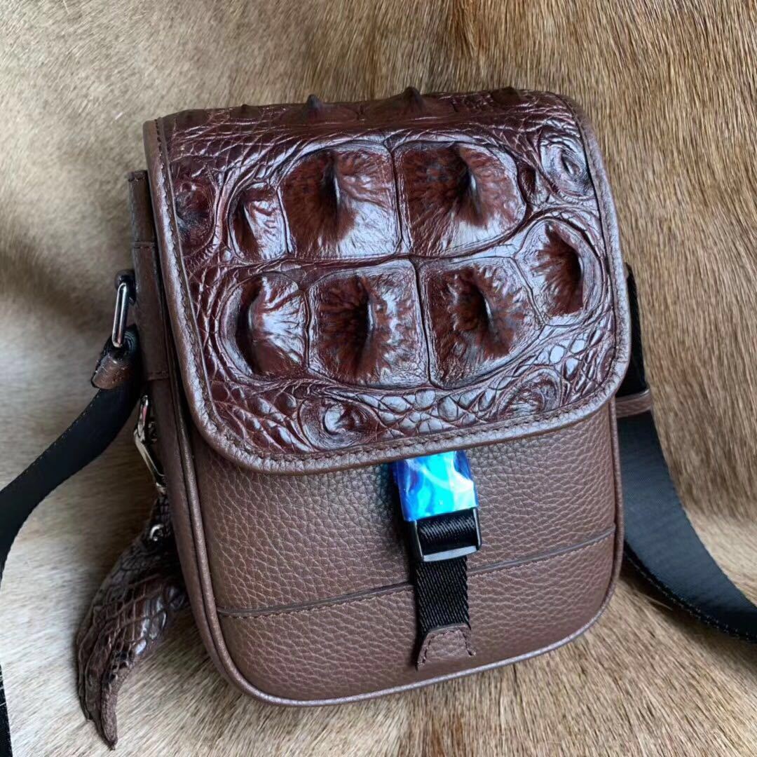 Men's Shoulder Bag Crocodile Skin Skull Skin Genuine Leather Casual Fashion Large Capacity Men's Crossbody Bag