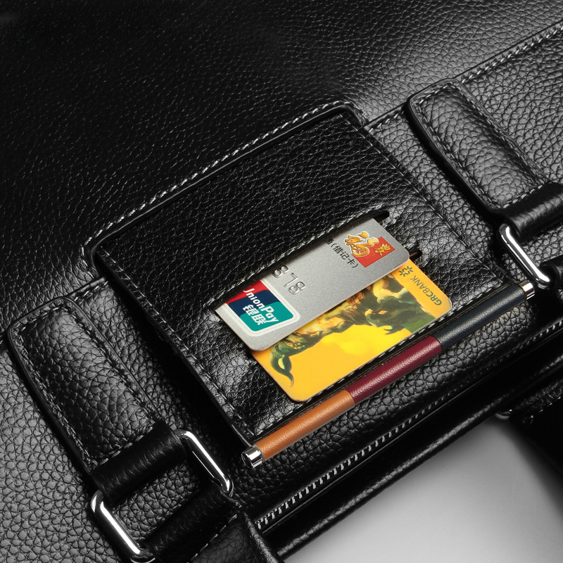 Men's handbag genuine cowhide leather computer bag men's handbag business briefcase