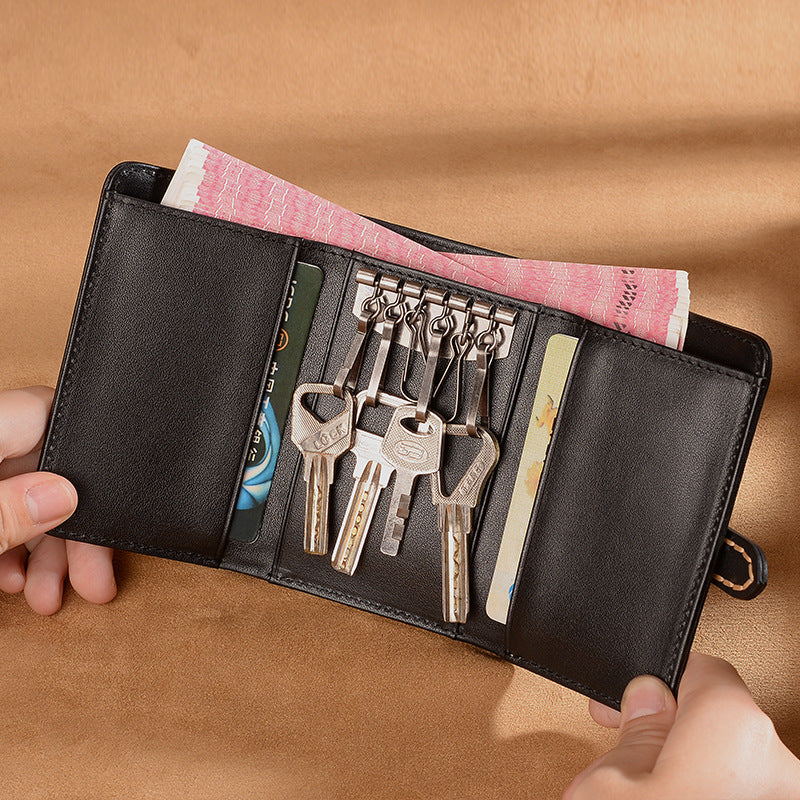 レディース財布本革キーケースバッグ多機能牛革ショートバッグ個性ファッションシンプル三つ折り財布
