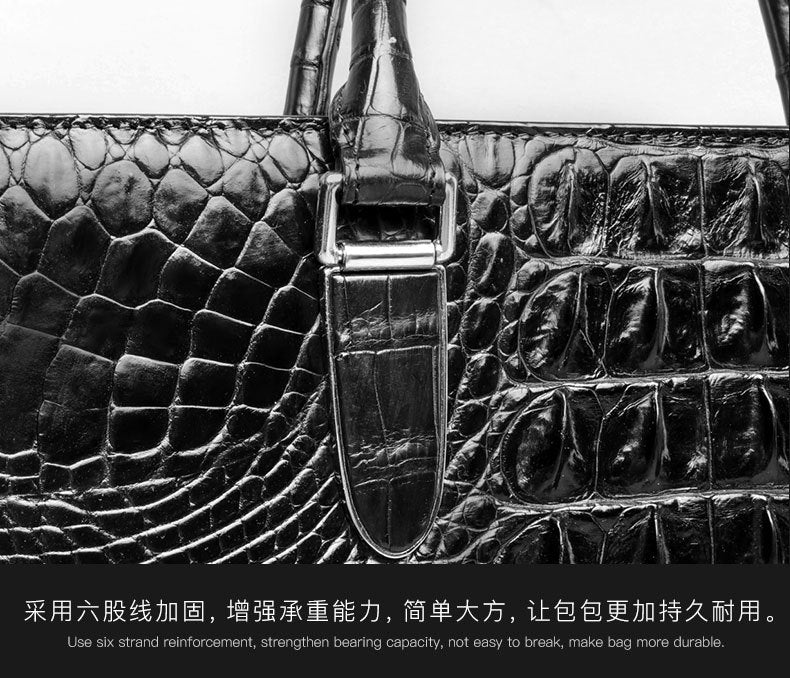 シャムワニ皮 メンズブリーフケース 本革 高品質ビジネスバッグ 手提げバッグ