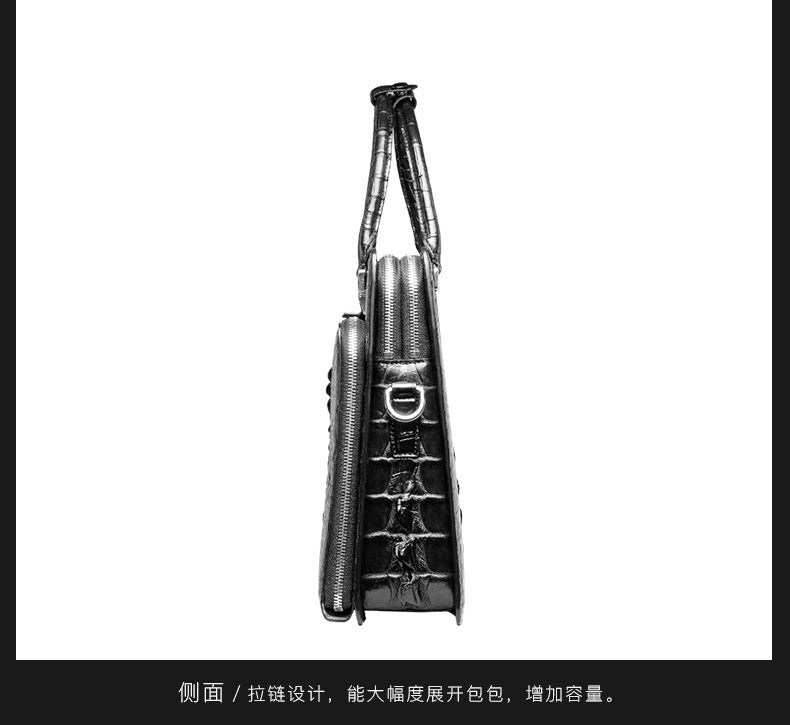 シャムワニ皮 メンズブリーフケース 本革 高品質ビジネスバッグ 手提げバッグ