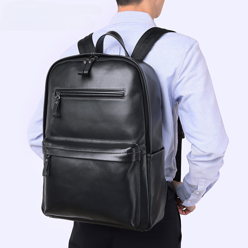 Men's backpack genuine cowhide leather Korean simple fashion casual travel bag computer bag