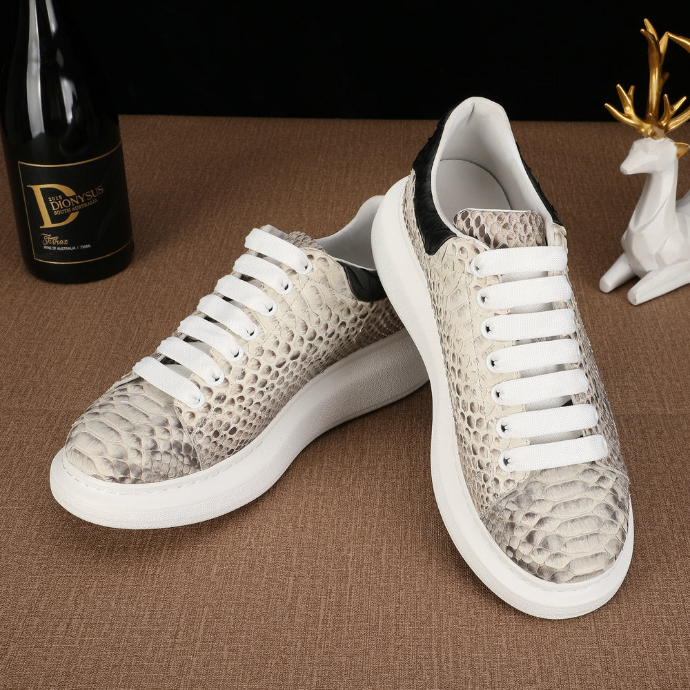Python Skin Men's Casual Shoes Luxury Excellent Breathability Platform Sneakers Men's Shoes