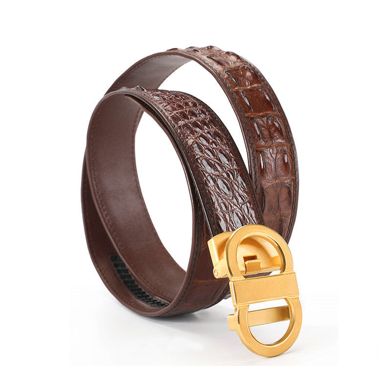Siamese Crocodile Skin Genuine Leather Men's Belt Automatic Buckle Fashion Casual Business High Quality Men's Belt