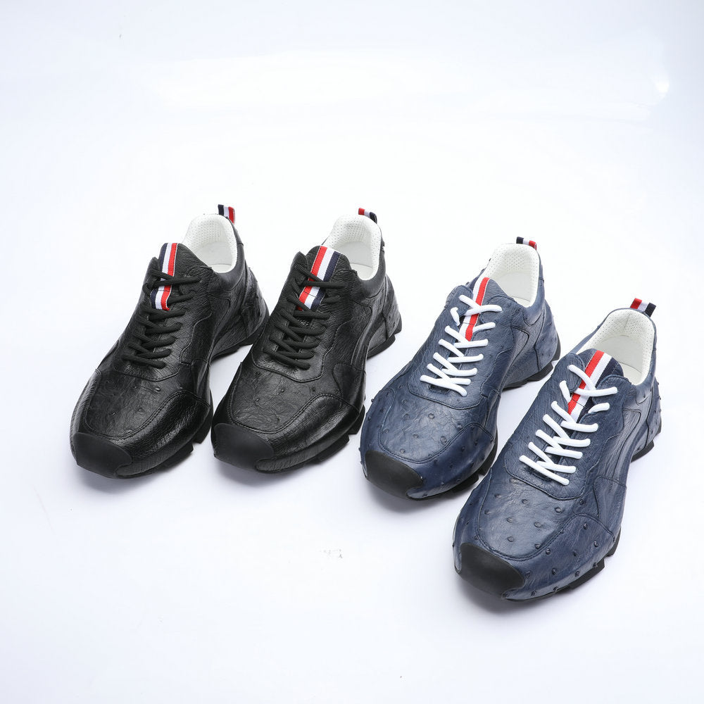 2023新品 ダチョウ皮 メンズシューズ 本革製 高級感 ファッション カジュアル スポーツシューズ