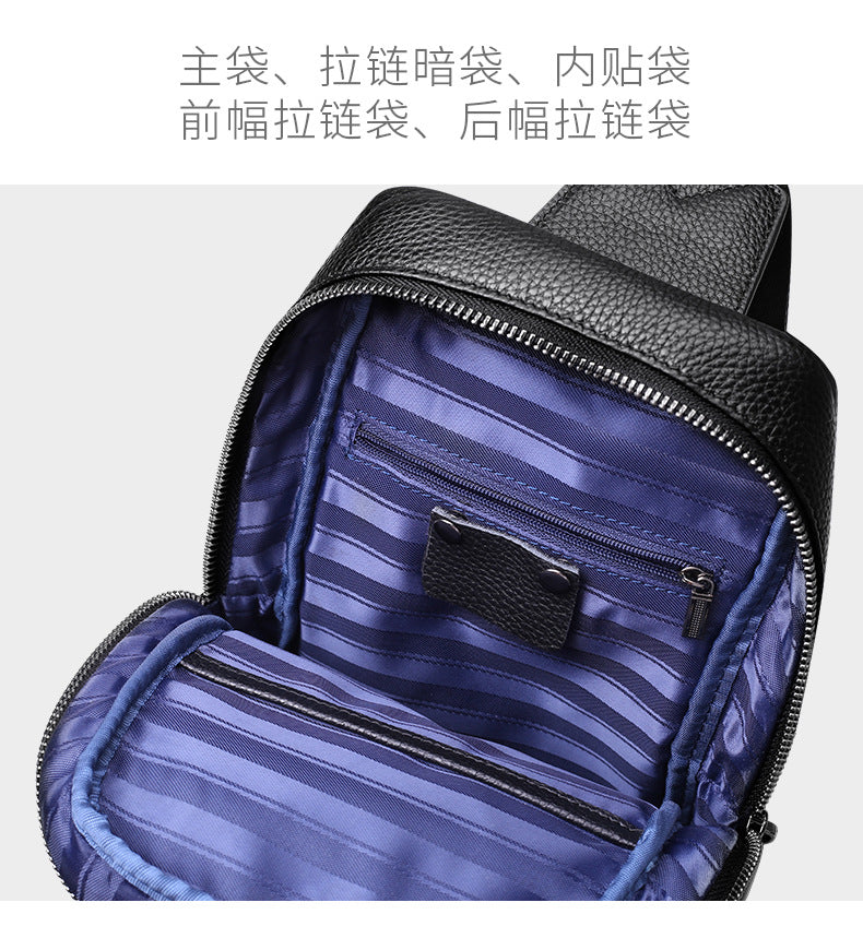 メンズバストバッグ 牛皮 韩国 カジュアルファッションシンプル 斜めがけバッグ