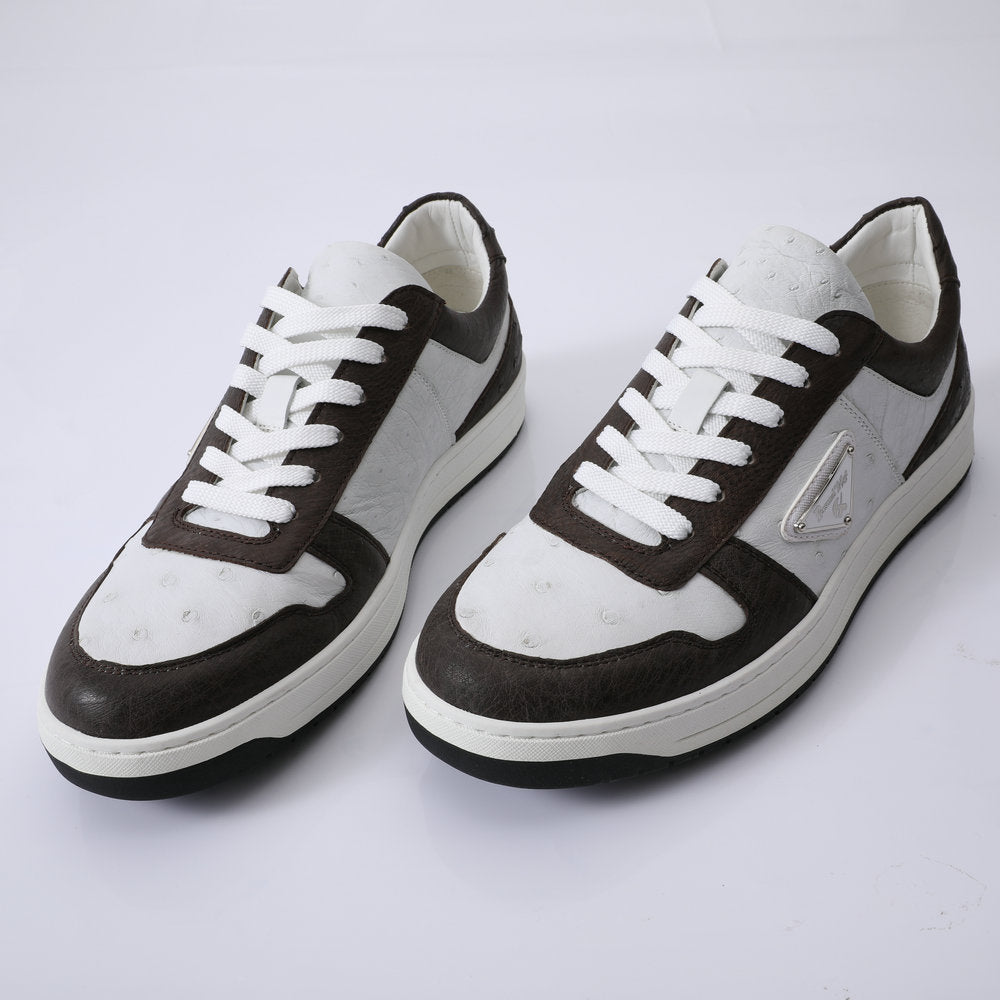 2023 New Ostrich Skin Men's Sneakers Genuine Leather Casual Fashion Men's Shoes